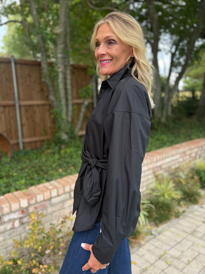 Kally Knotted Black Buttondown
