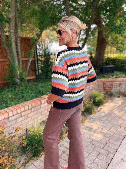 Fall in Full Color Chevron Striped Sweater