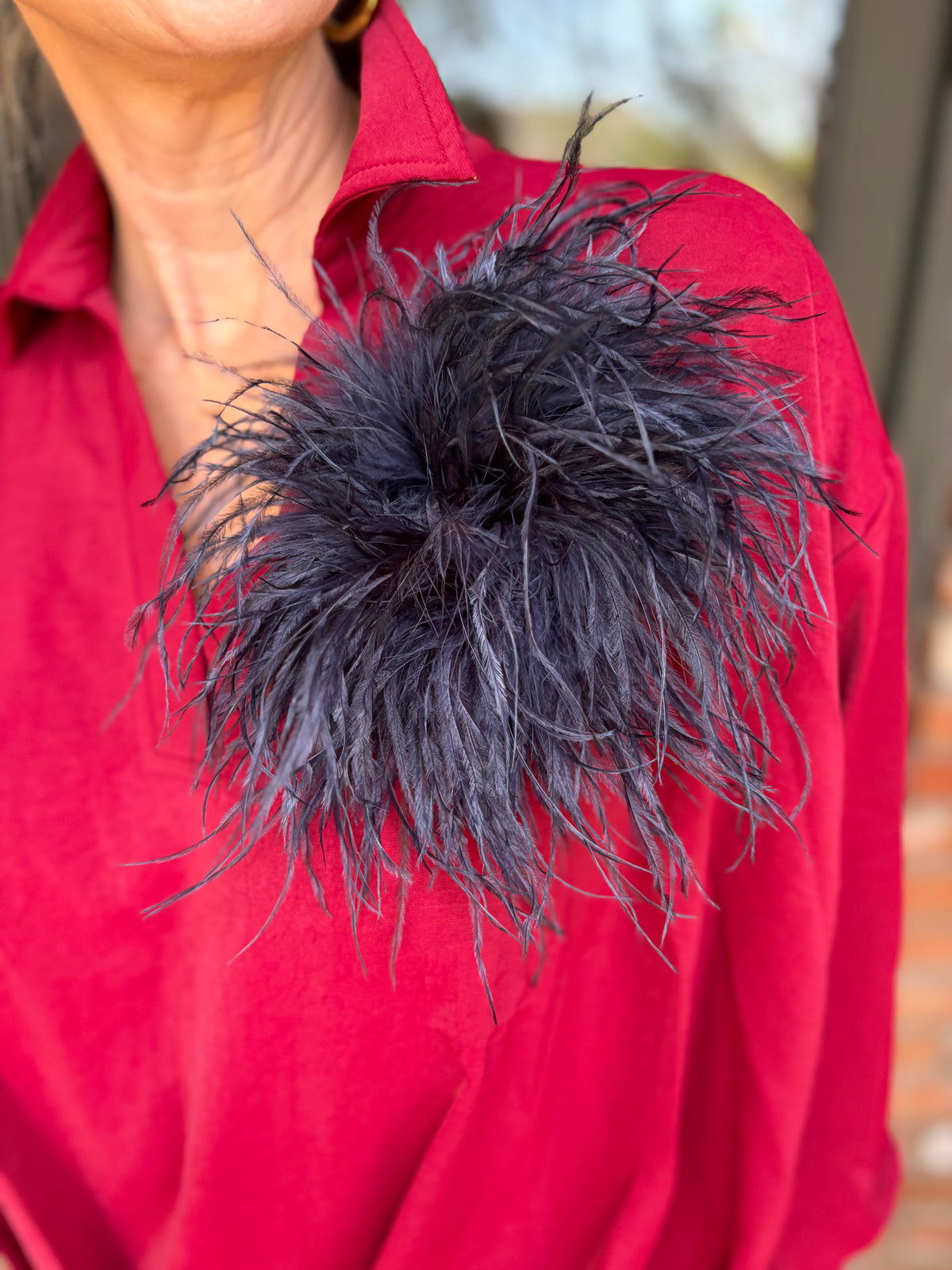Ostrich Feather Puff - Navy