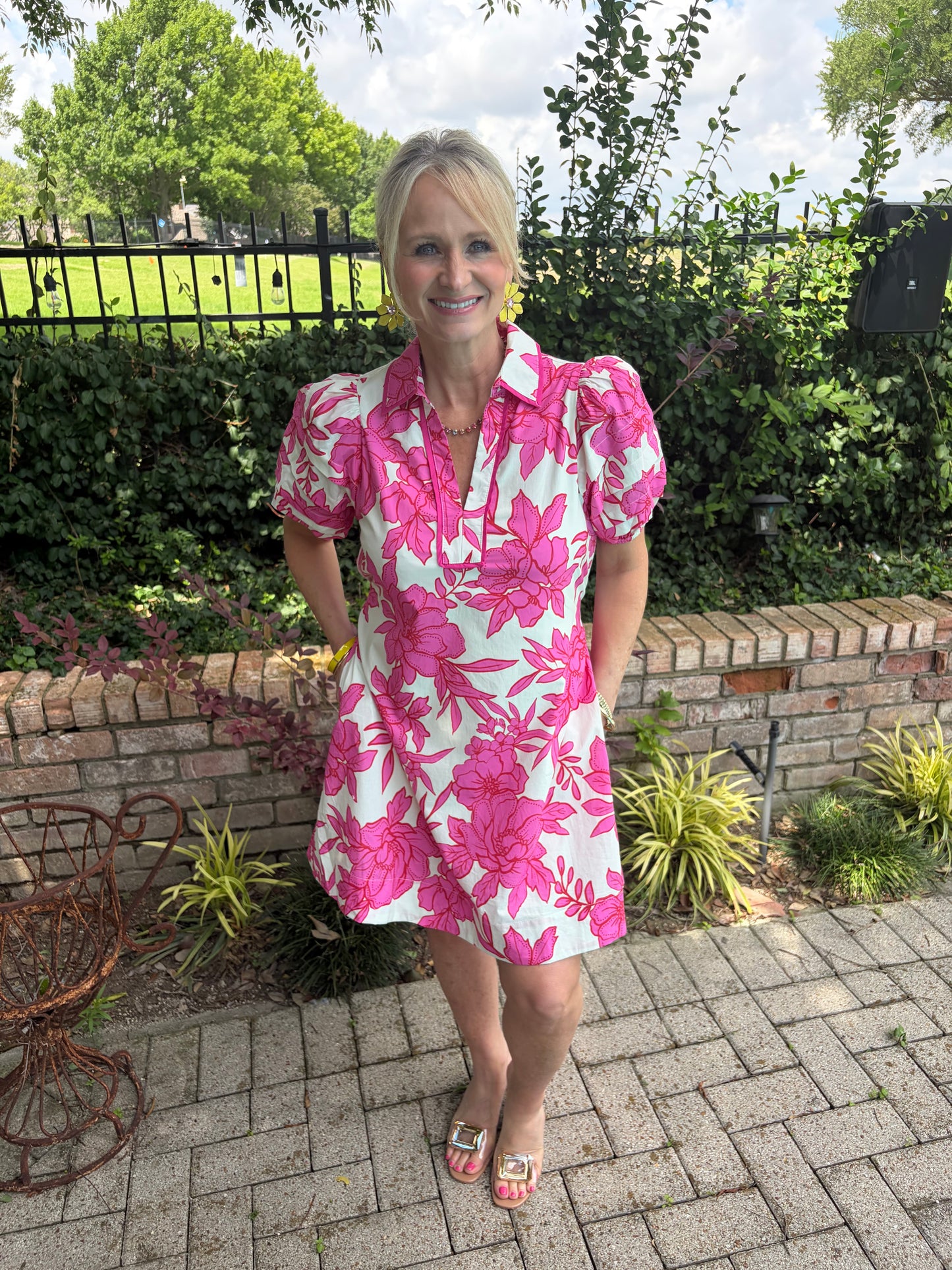 Pink Bloom Knee Length Dress