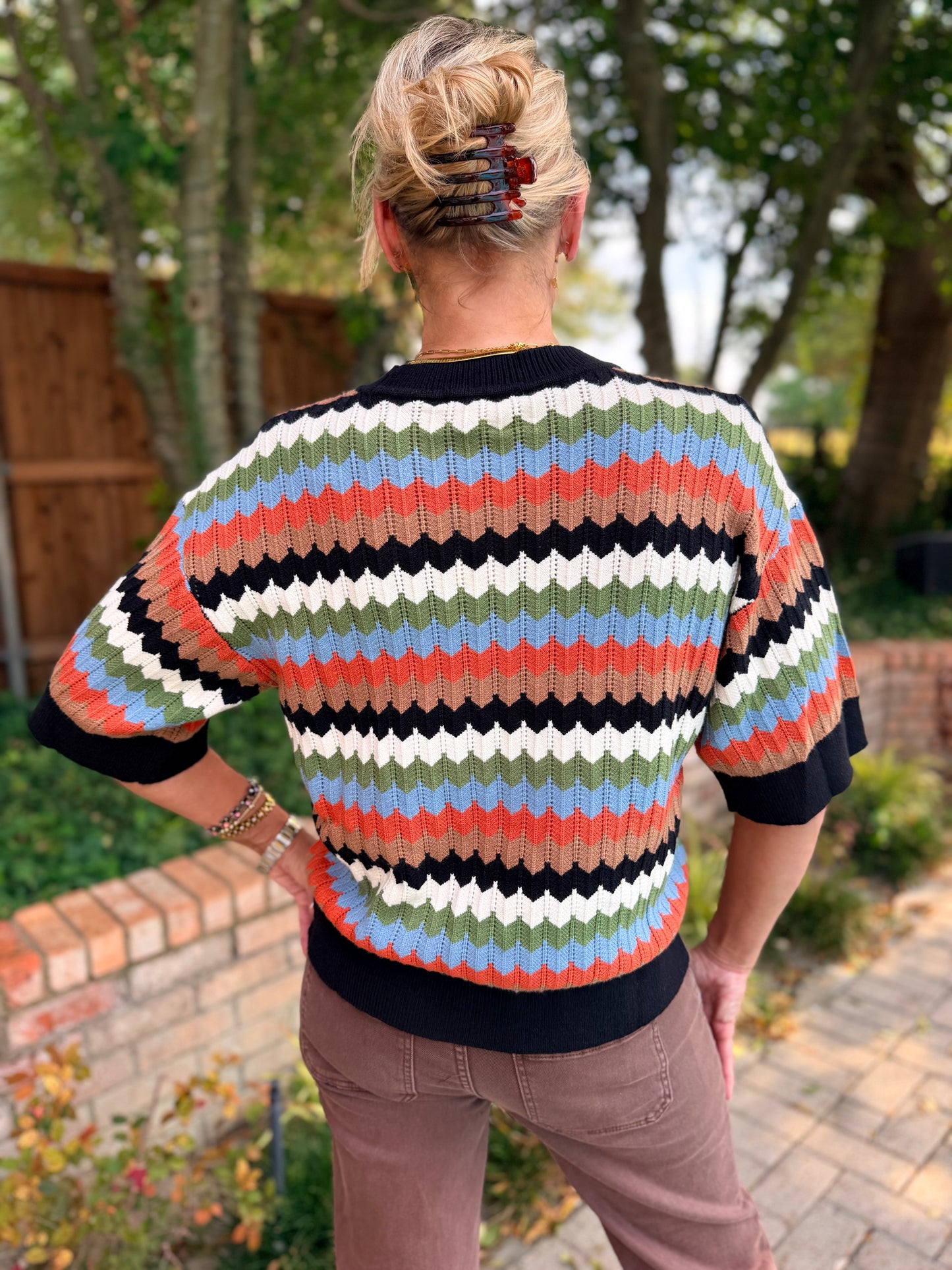 Fall in Full Color Chevron Striped Sweater