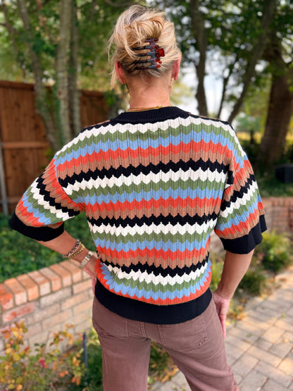 Fall in Full Color Chevron Striped Sweater