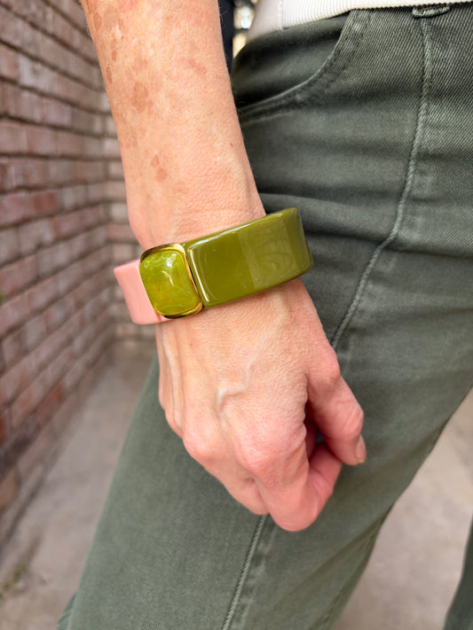 Pink & Green Acrylic Bangle