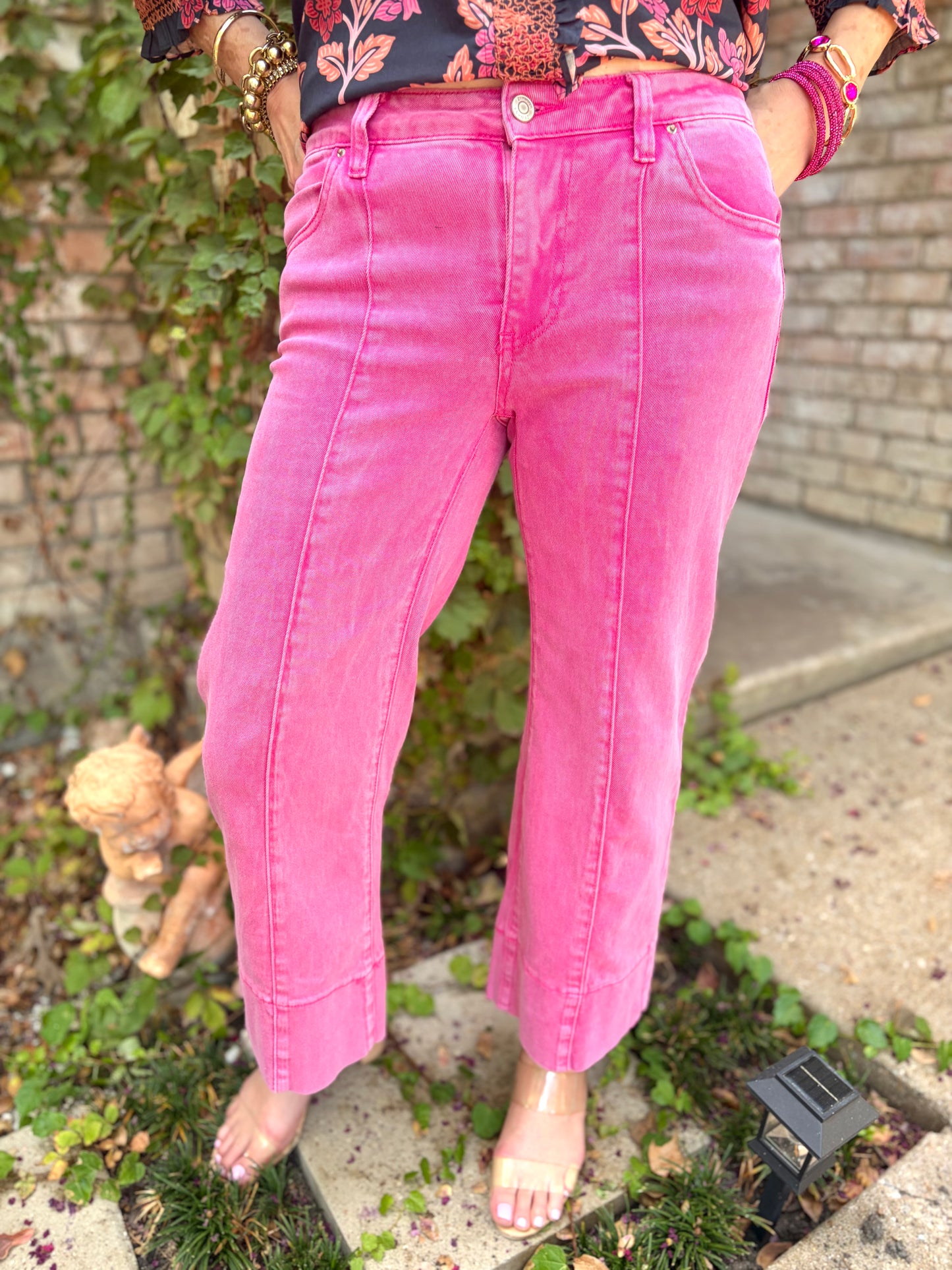 Hot Pink Wide Leg Denim