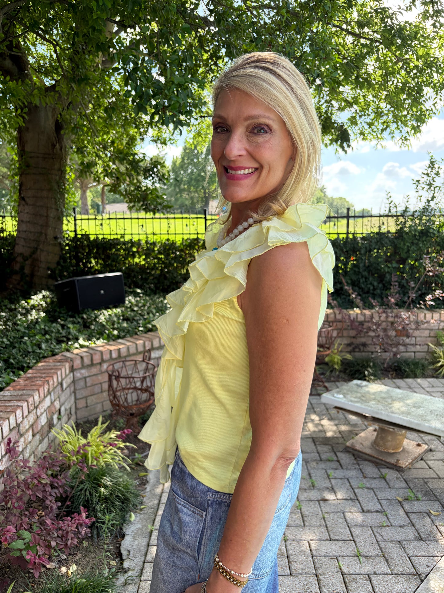 Italian Summer Ruffle Tank- Yellow