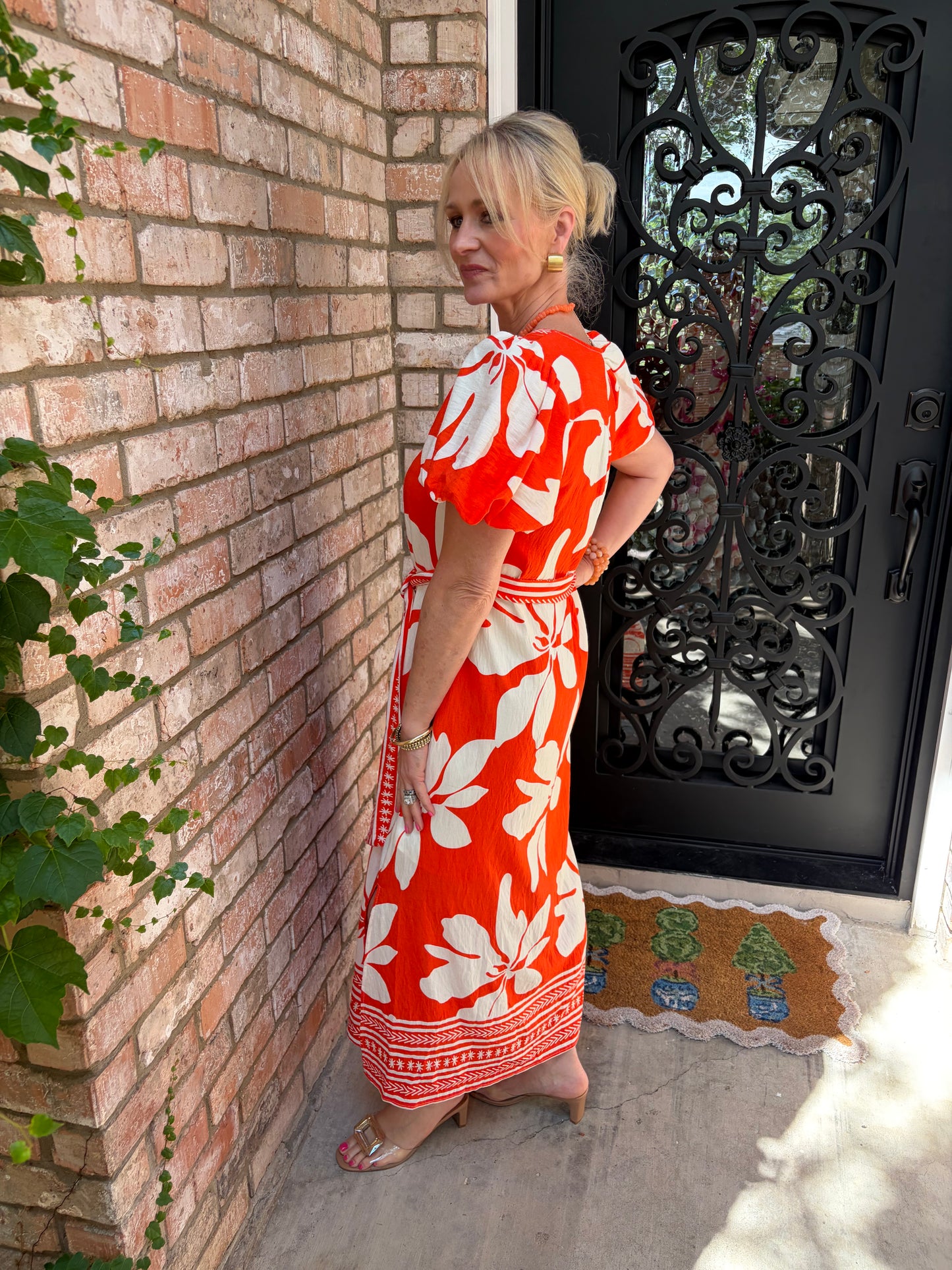 Orange Grove Midi Dress