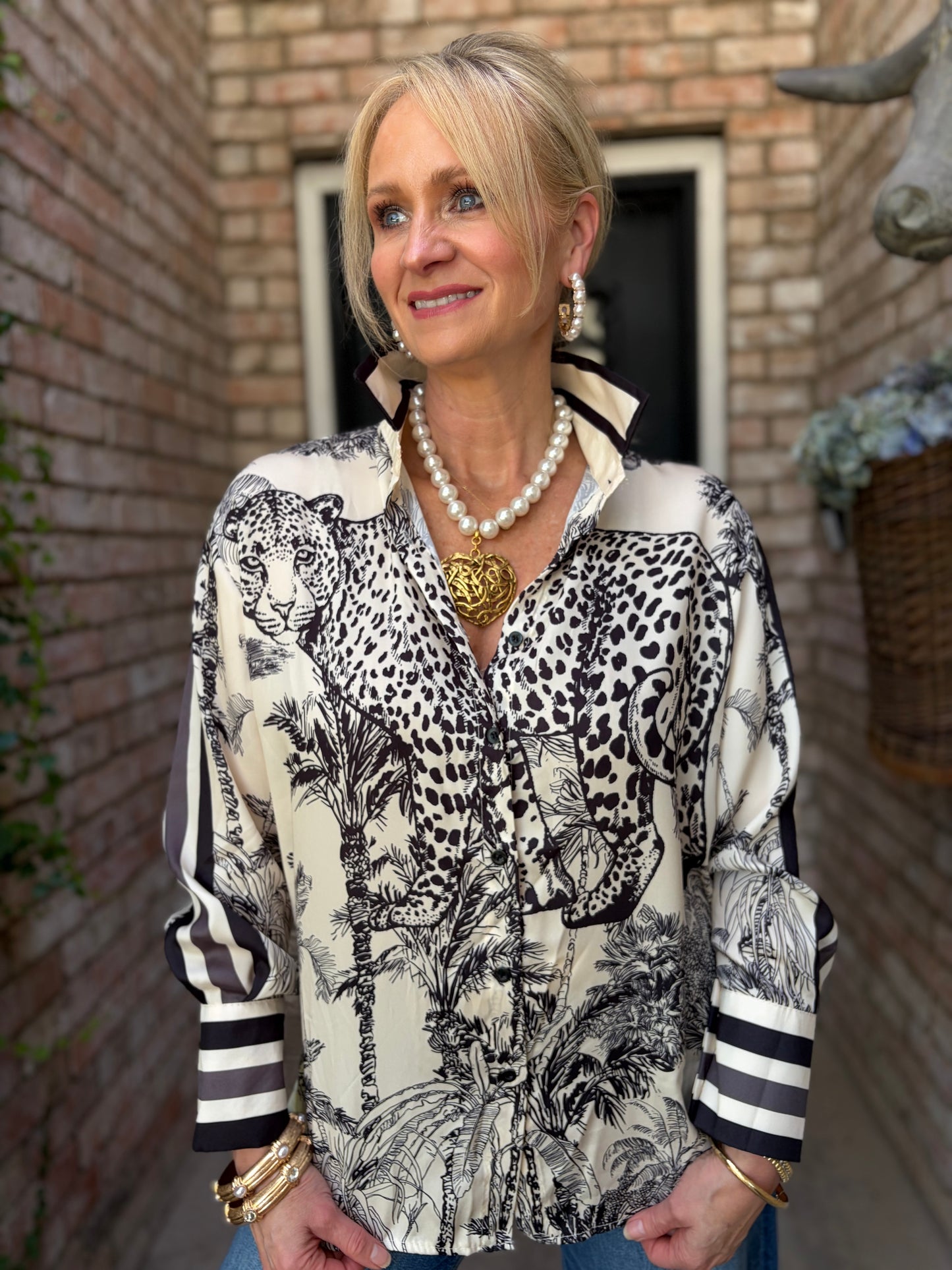 Cheetah Royale Blouse -Black