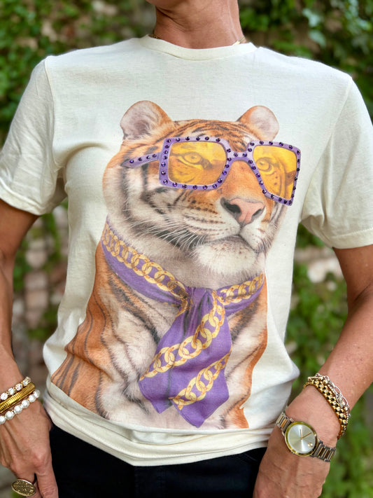 Bougie Tiger Game Day Cream Tee