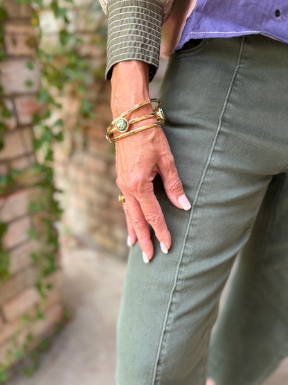 Green Goddess Gold Layered Bracelet Set