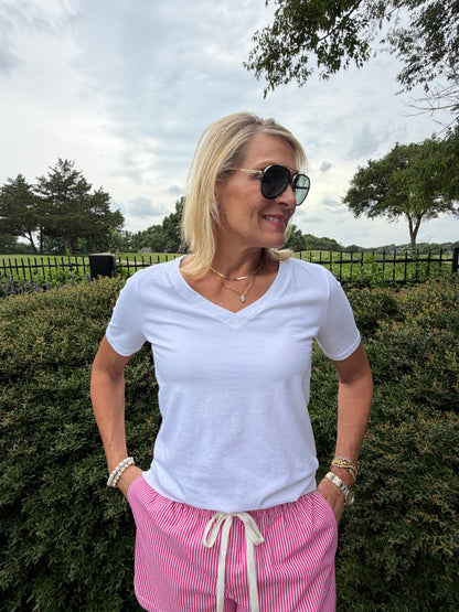 Every Day White Tee- V Neck