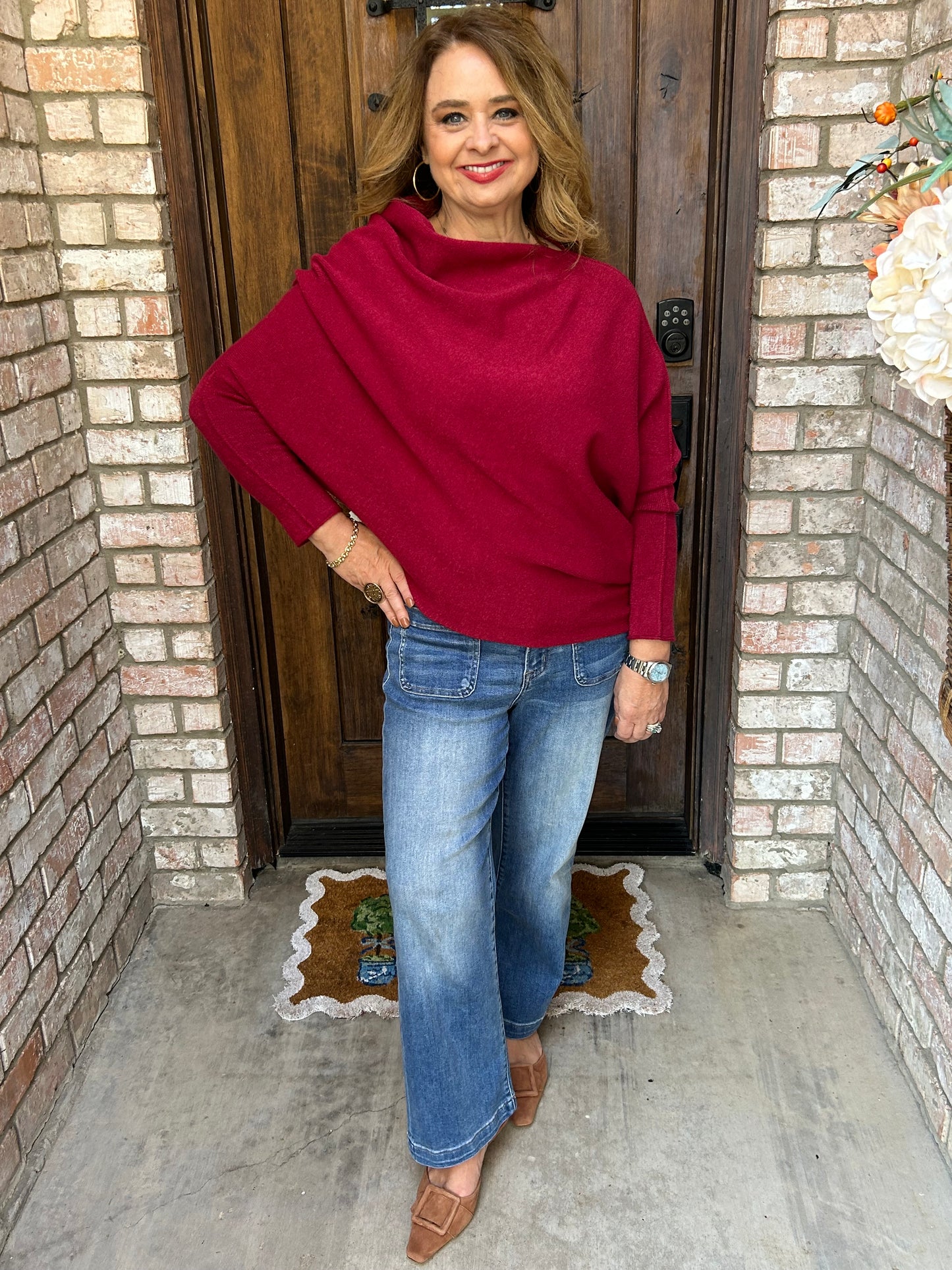 Bordeaux Asymmetrical Italian Sweater
