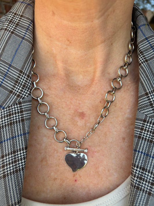 Notable Hammered Heart Necklace-Silver