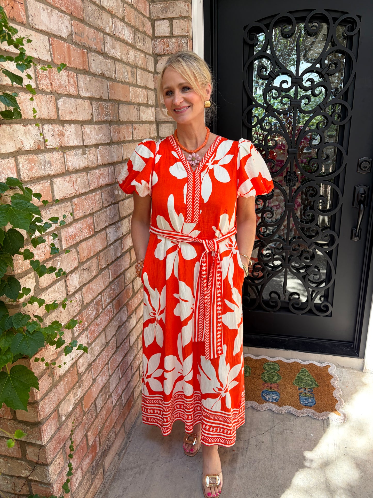 Orange Grove Midi Dress