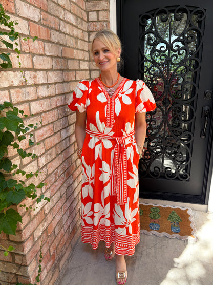 Orange Grove Midi Dress