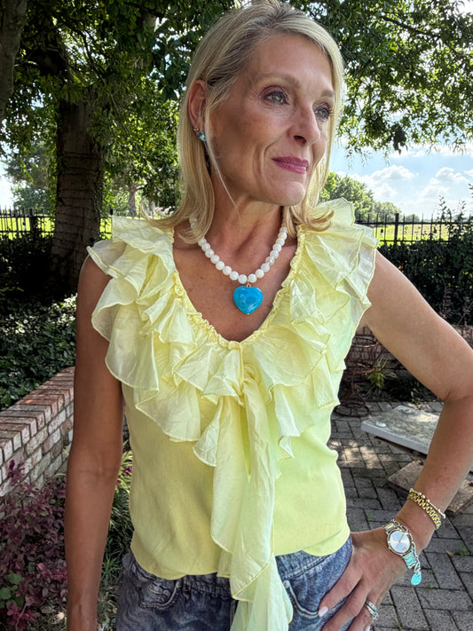 Italian Summer Ruffle Tank- Yellow