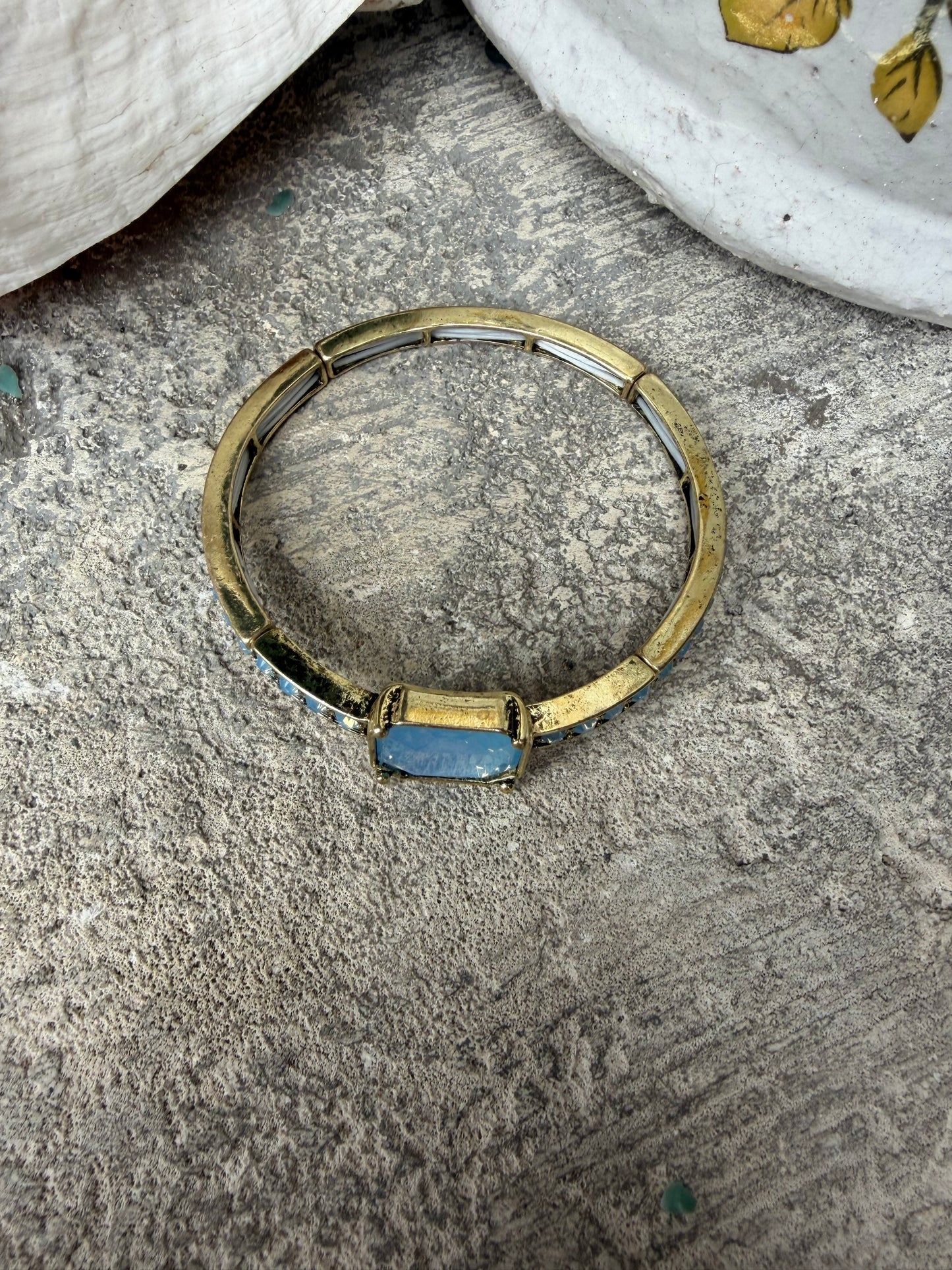Single Stone Stretch Bracelet- Denim Blue
