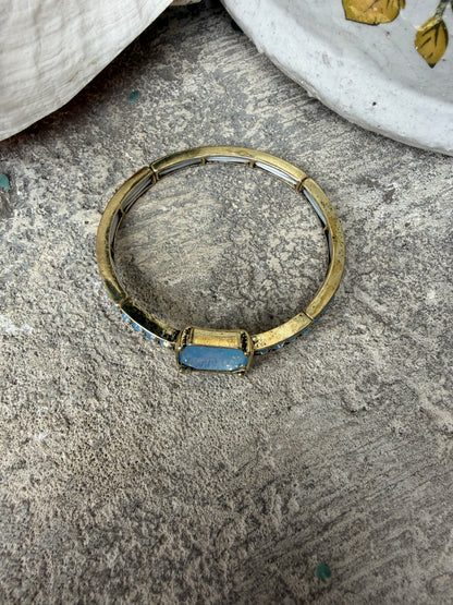 Single Stone Stretch Bracelet- Denim Blue