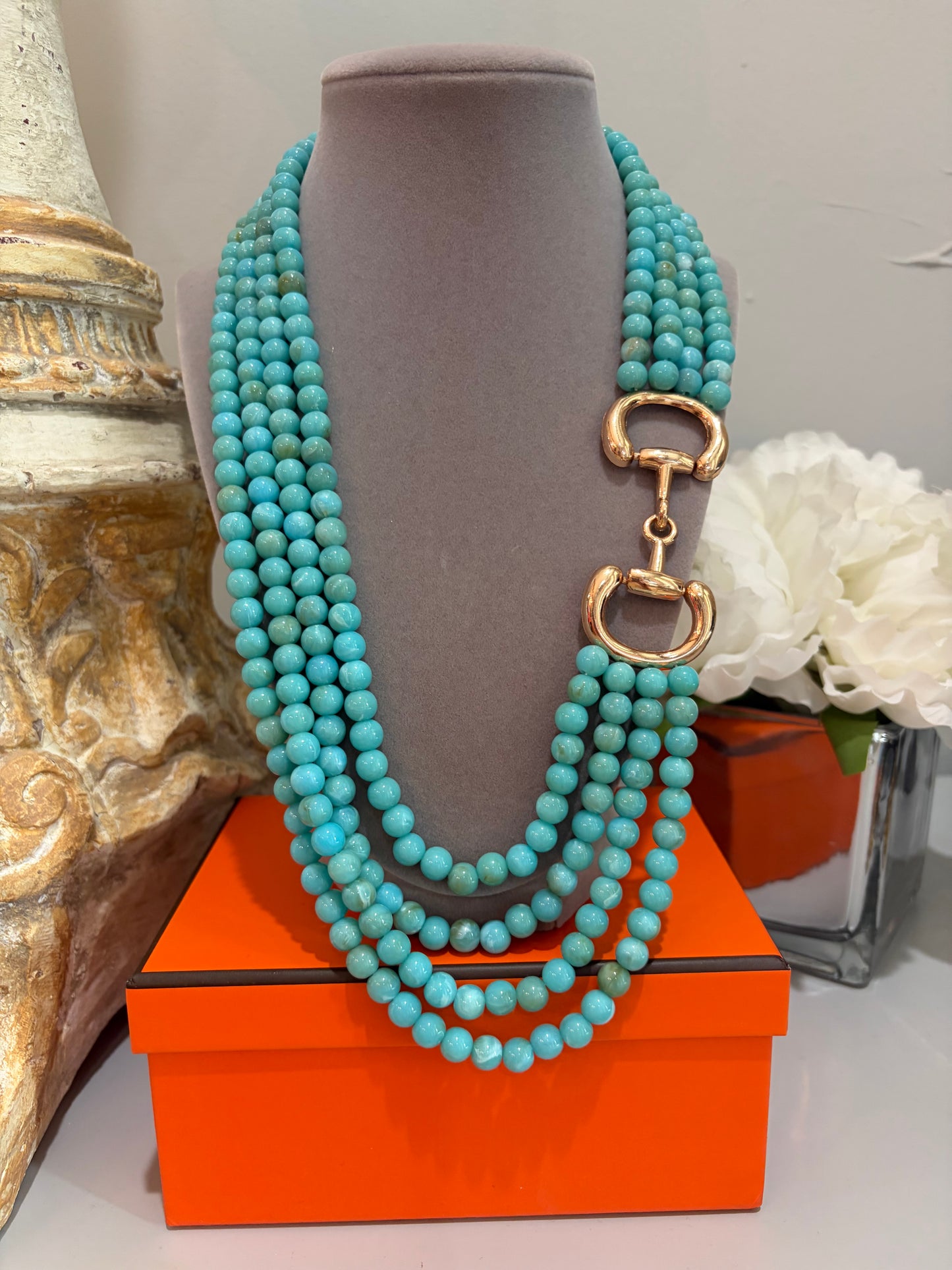 Golden Bit & Turquoise Necklace