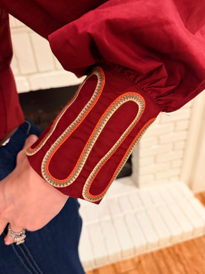 Burgundy Stitch Blouse