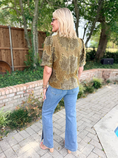 Olive Damask Blouse