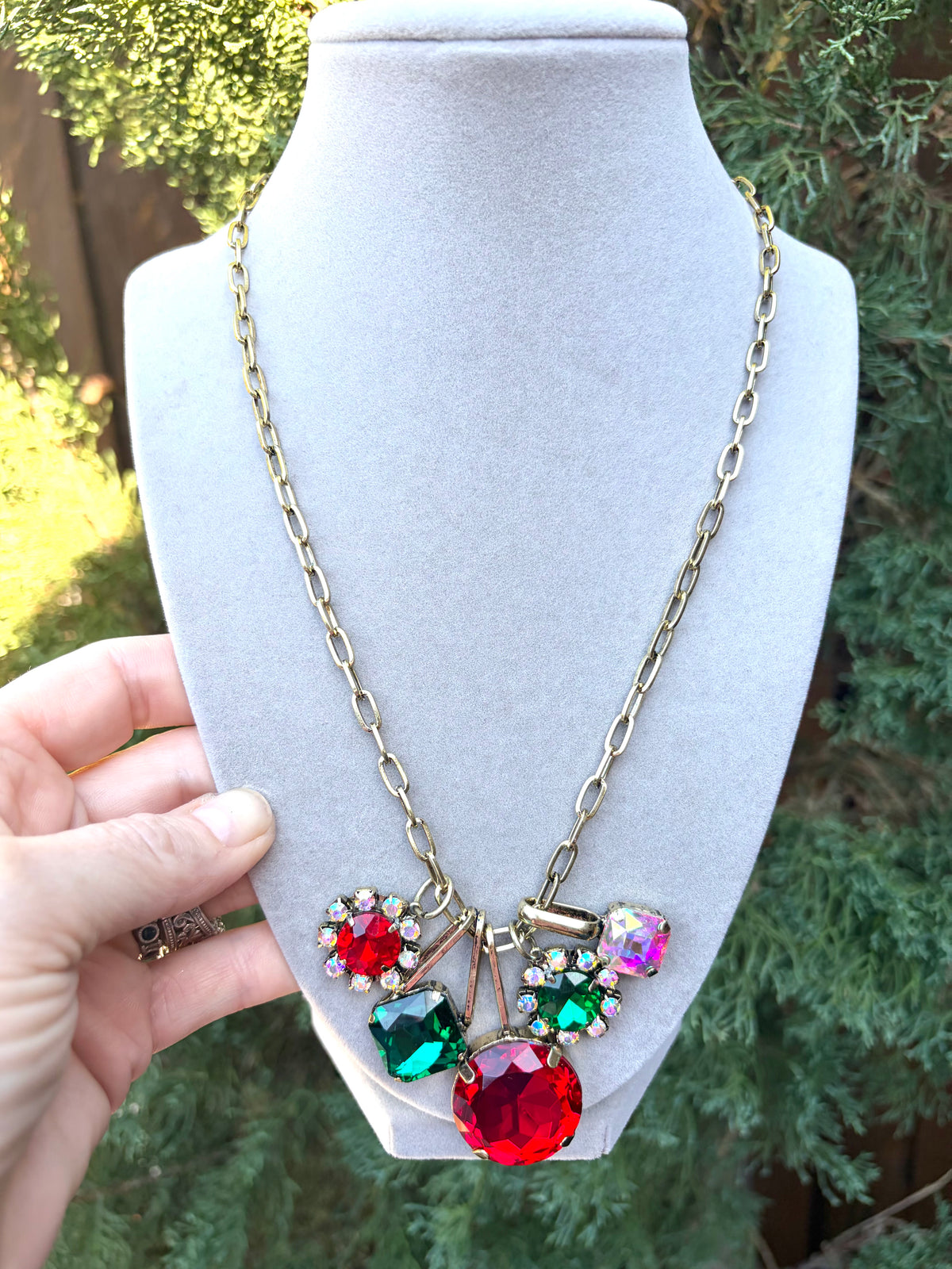 Charmed Necklace- Red, Green and White