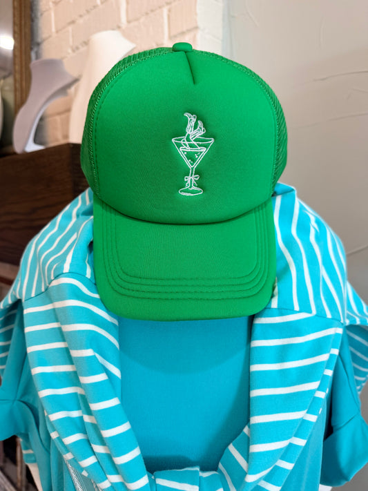 Tipsy Green Martini Trucker Cap