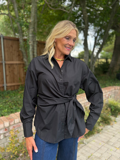 Kally Knotted Black Buttondown