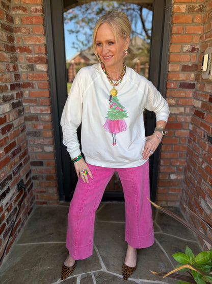 Pink Christmas Tree Girl SweatShirt