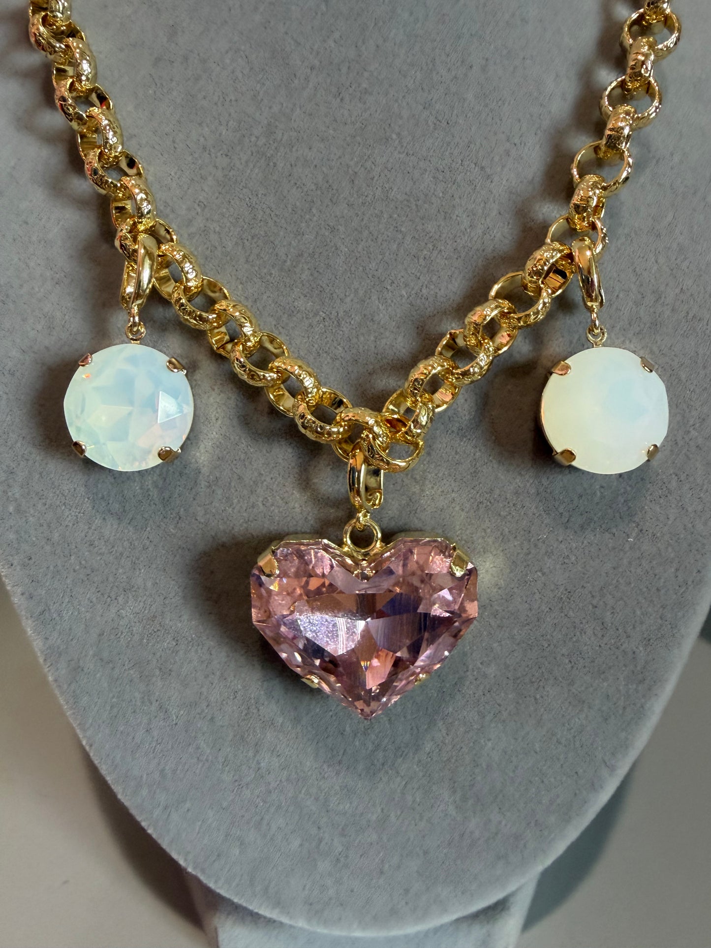 Elle Pink Crystal Heart Charm