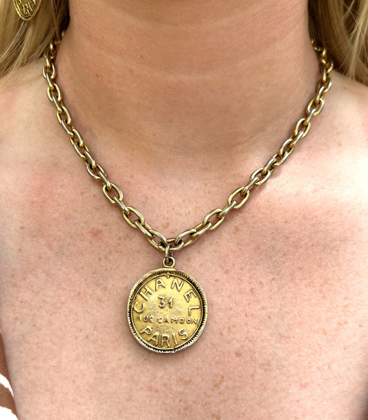 Paris Gold Coin Chain Necklace