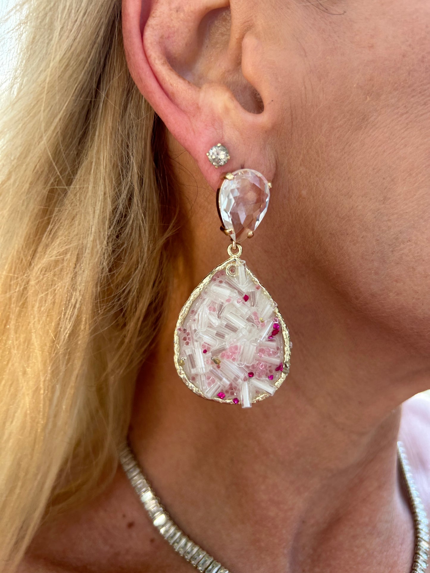 Crystal Pink Sprinkle earring