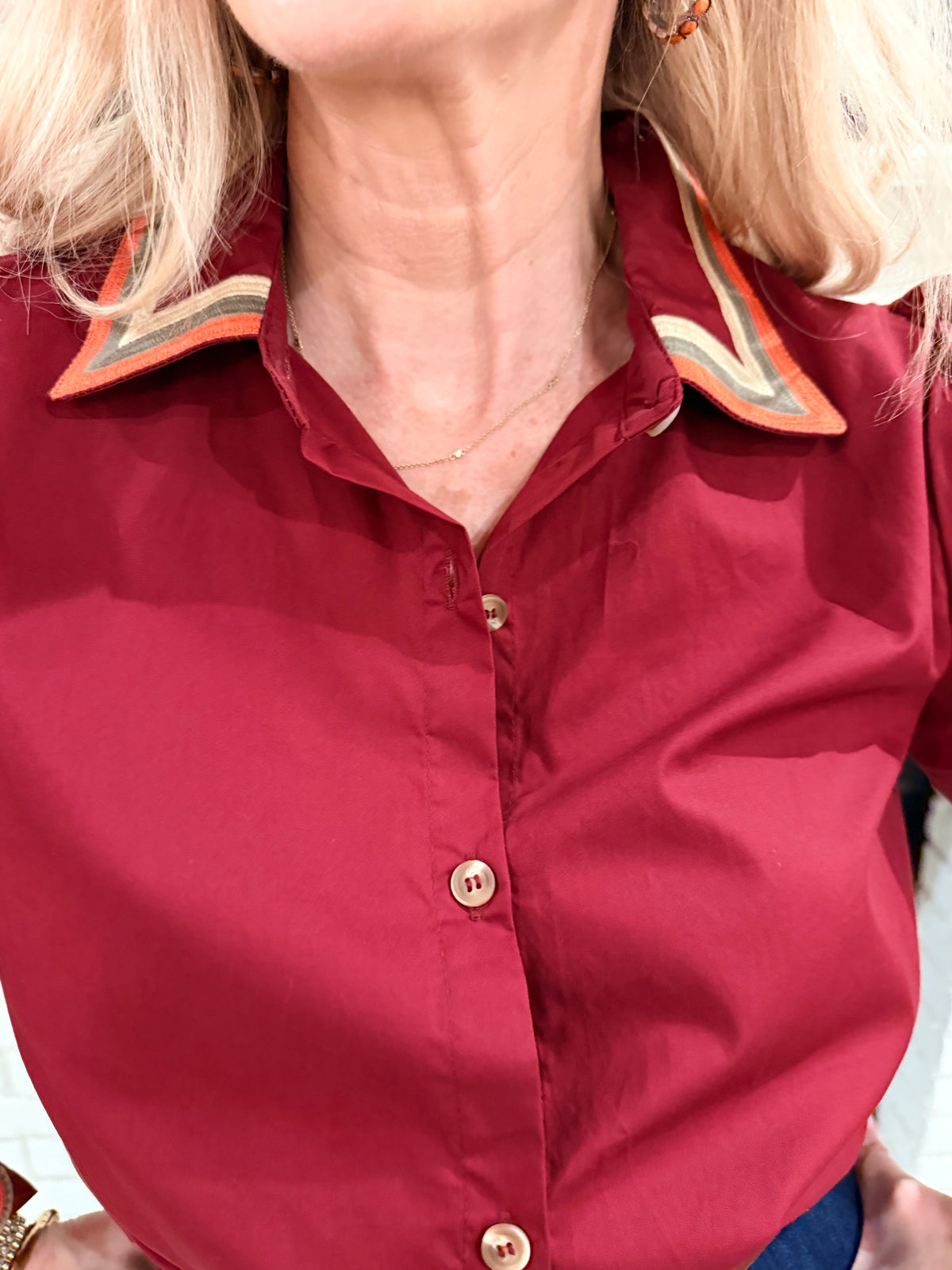 Burgundy Stitch Blouse