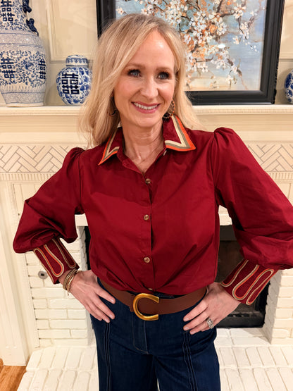 Burgundy Stitch Blouse