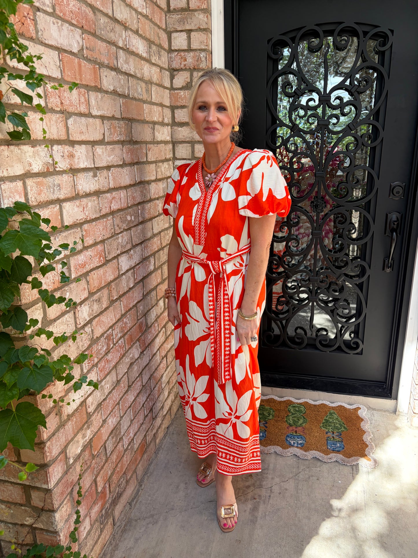 Orange Grove Midi Dress