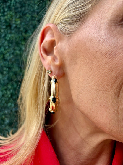 Noir Stylish Gold Hoops