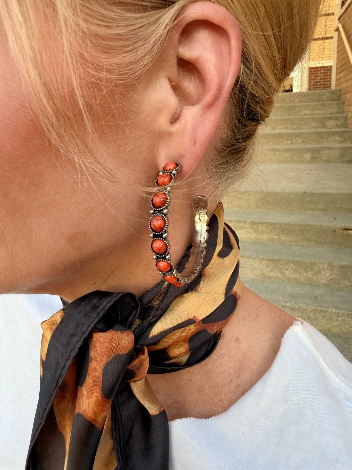 Spiced Amber Hoop Earrings