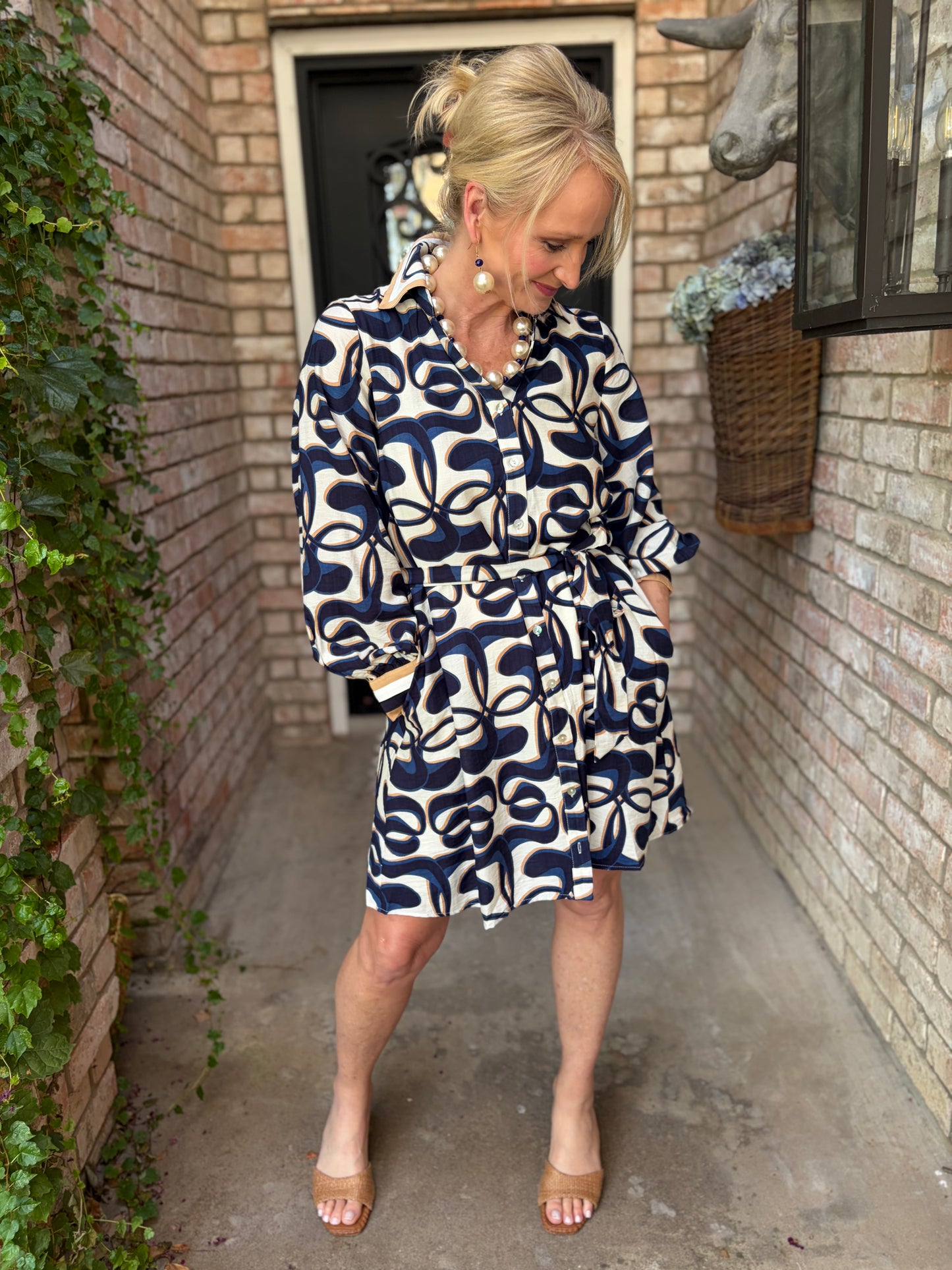 Sophia Navy Swirl Dress