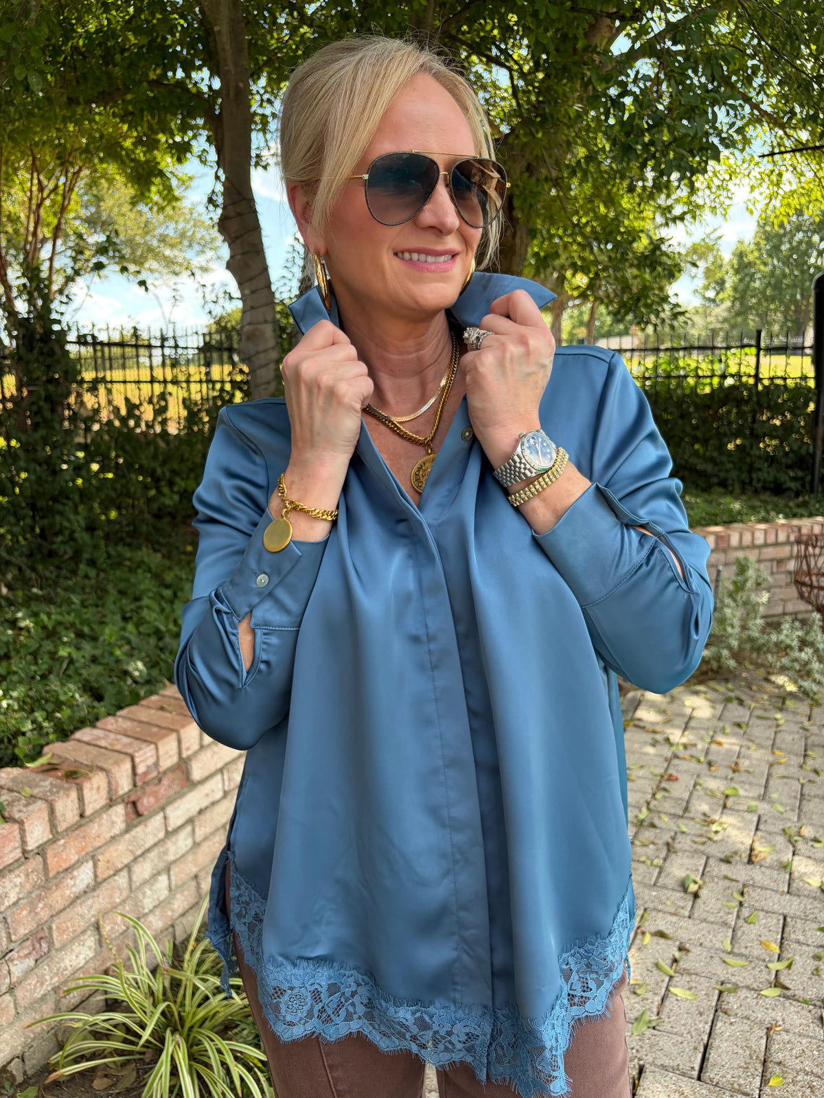 Sadie Steel Blue Blouse