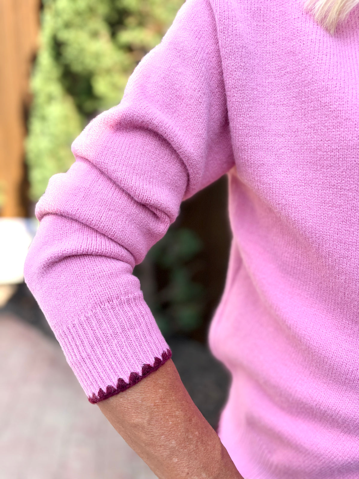 Raspberry Trim Button-Down Cardigan