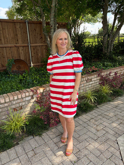 Summer in July -Red and White Stripe Dress