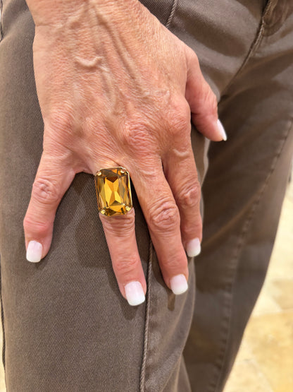 Grand Glam Crystal Ring- Deep Topaz