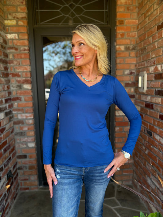 True Blue V Neck Tee