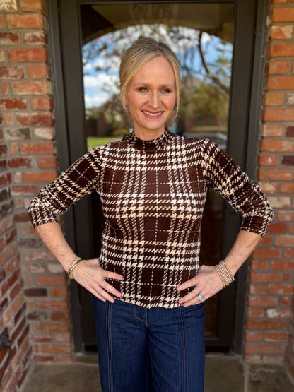 Haley Herringbone Mock Neck