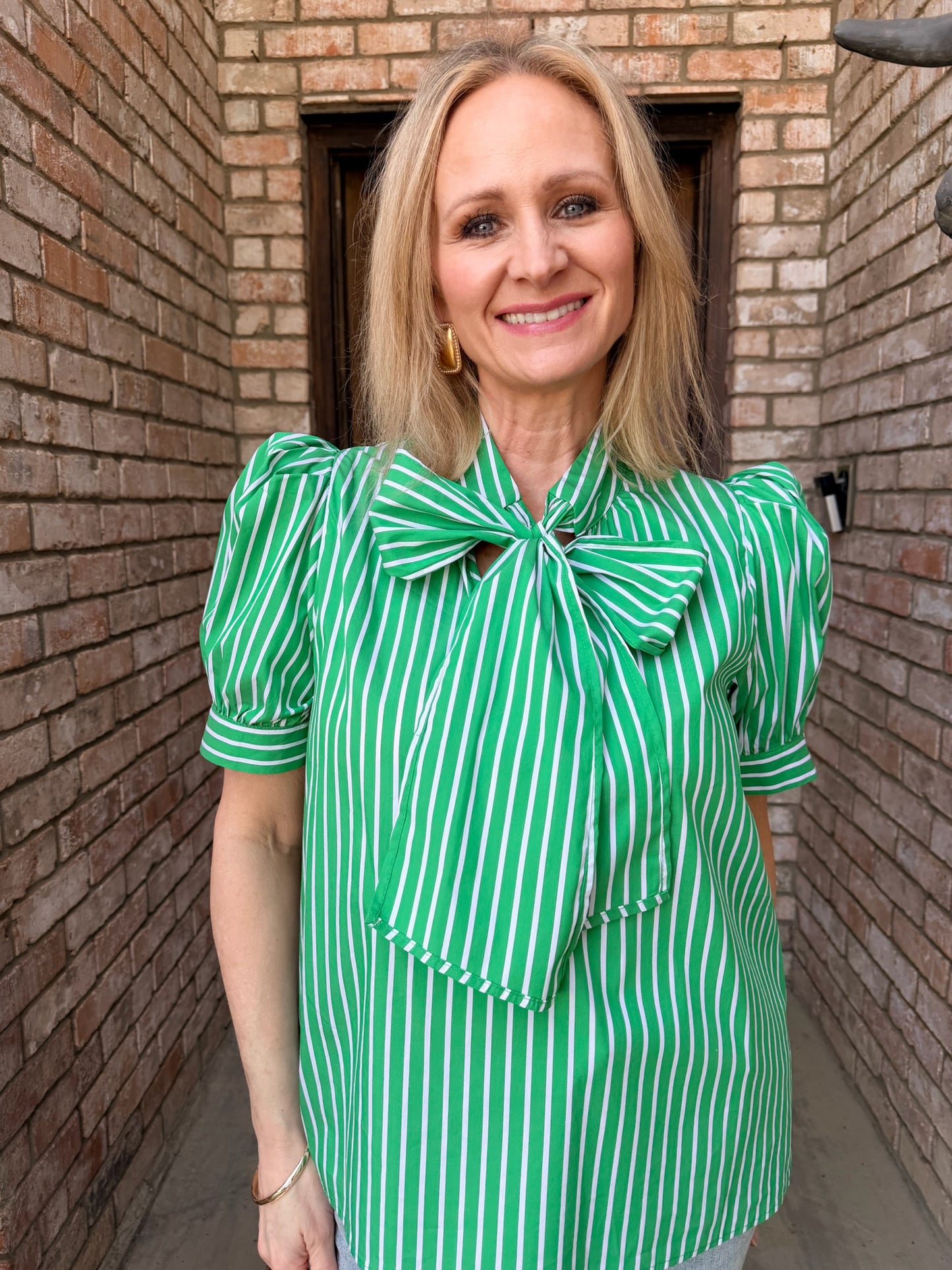 Ginny Green Bow Blouse