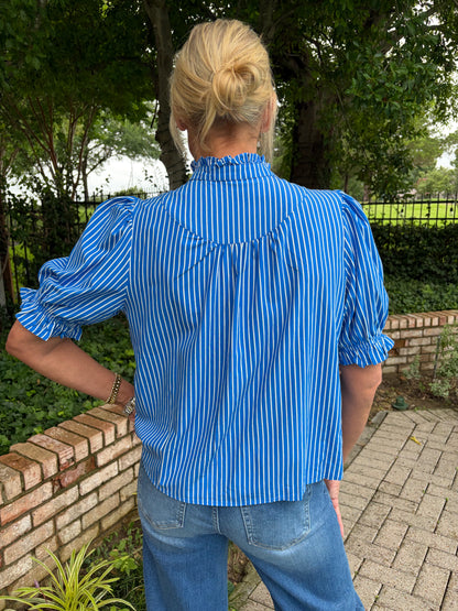 FT. Worth Blue and White Striped Blouse