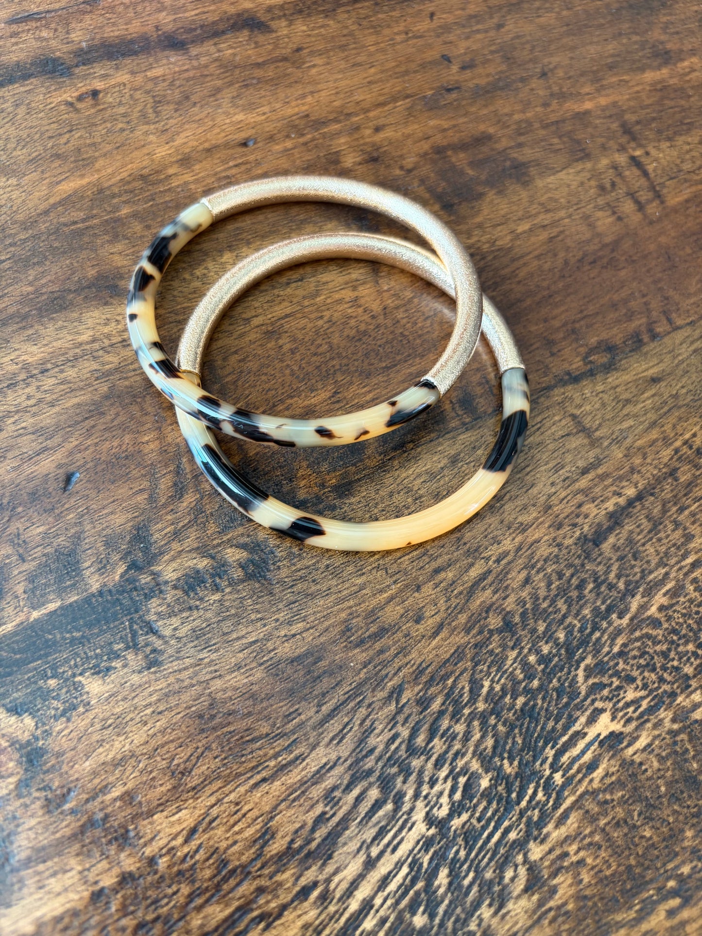 Gold and Leopard Bangle Set