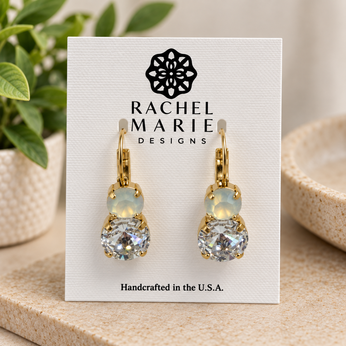 LIZ EARRING GOLD FROST/CLEAR