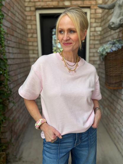 Everyday Textured Tee- Blush Pink