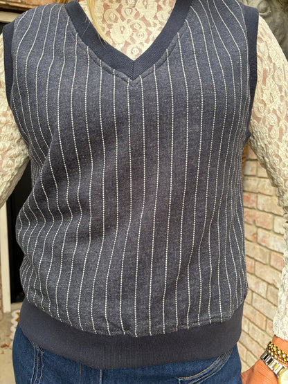 Vivian Navy Striped Vest