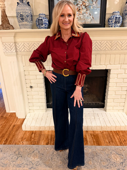 Burgundy Stitch Blouse
